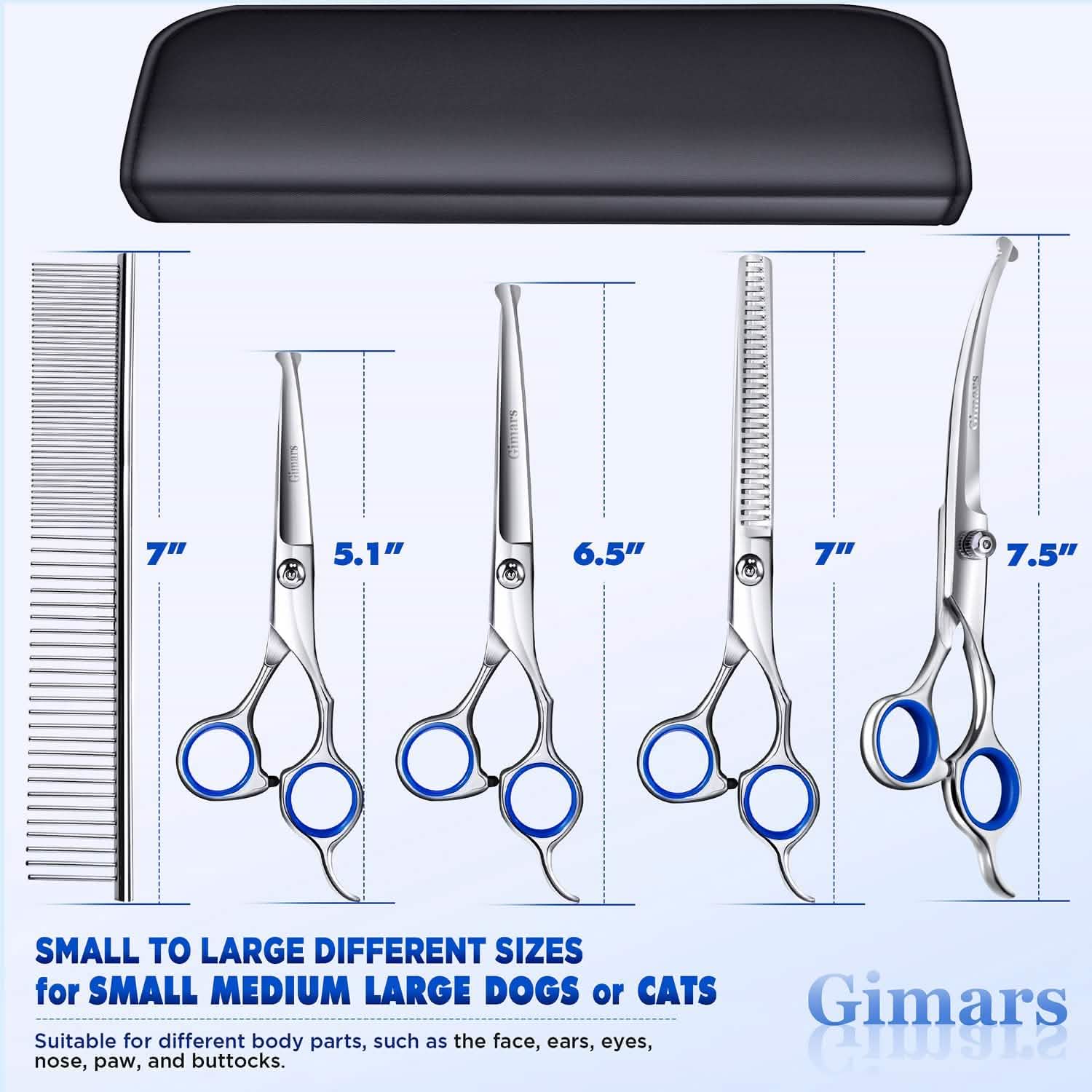 Gimars 6-in-1 Professional Stainless Steel Safety Pet Grooming Scissors