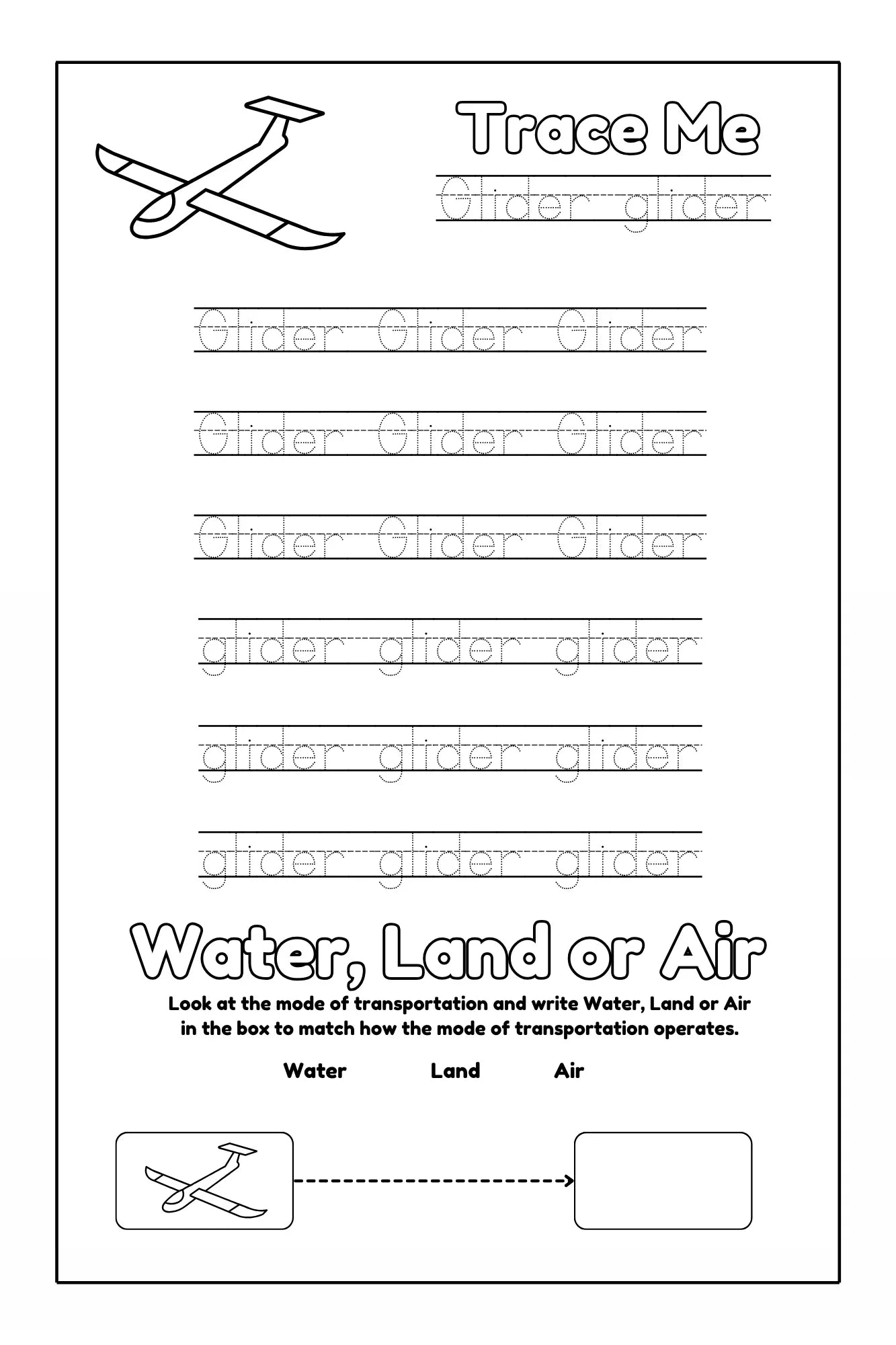 Transport To Transportation: Learn, Trace and Color Modes of Transportation Activity Coloring Book