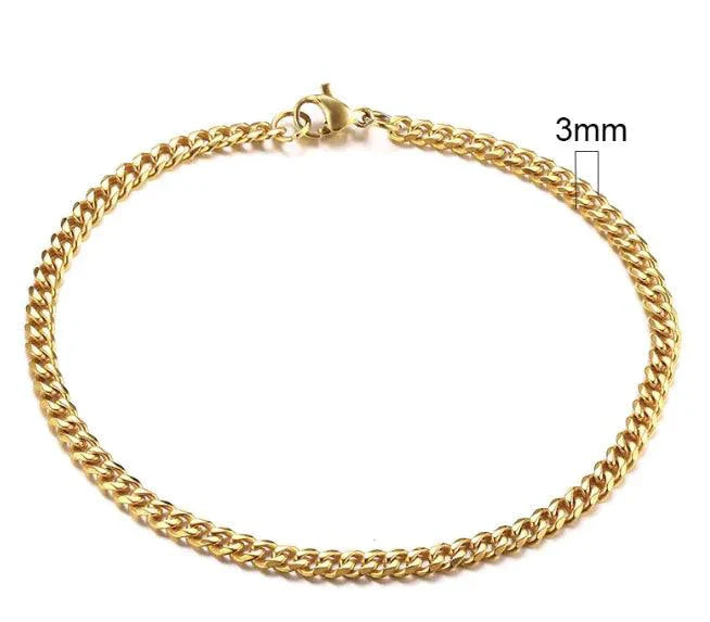 Gold-Tone Stainless Steel Cuban Bracelet 3-11mm