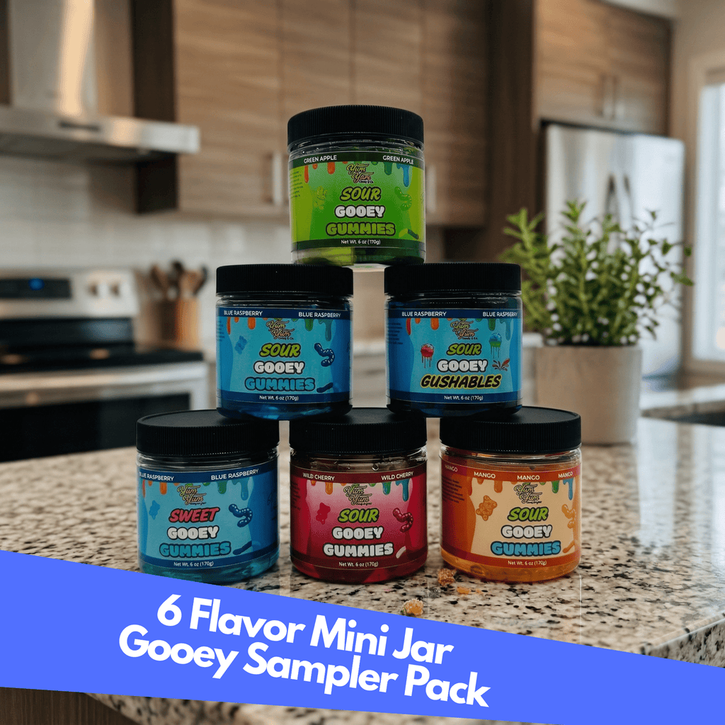 Gooey Gummy Variety Sampler Pack - Blue Raz, Mango, Cherry, Green Apple