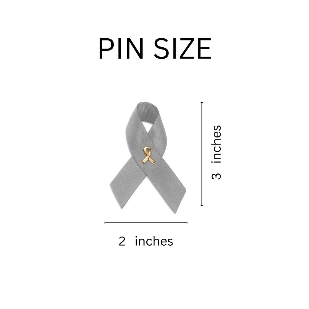 10 Pack Gray Satin Ribbon Pins