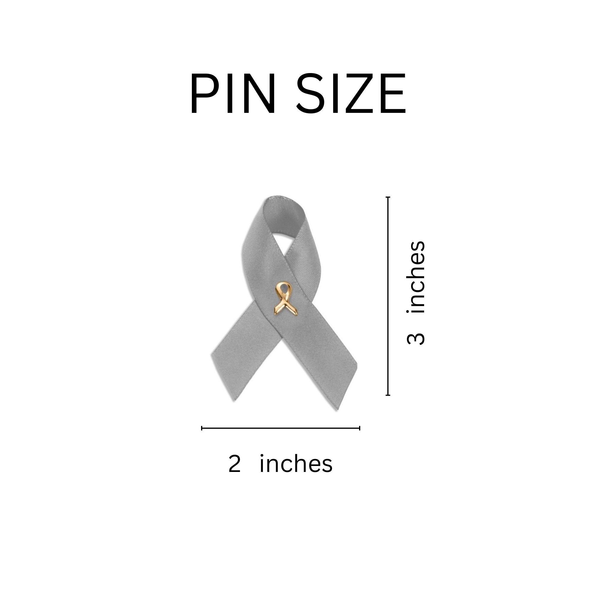 10 Pack Gray Satin Ribbon Pins