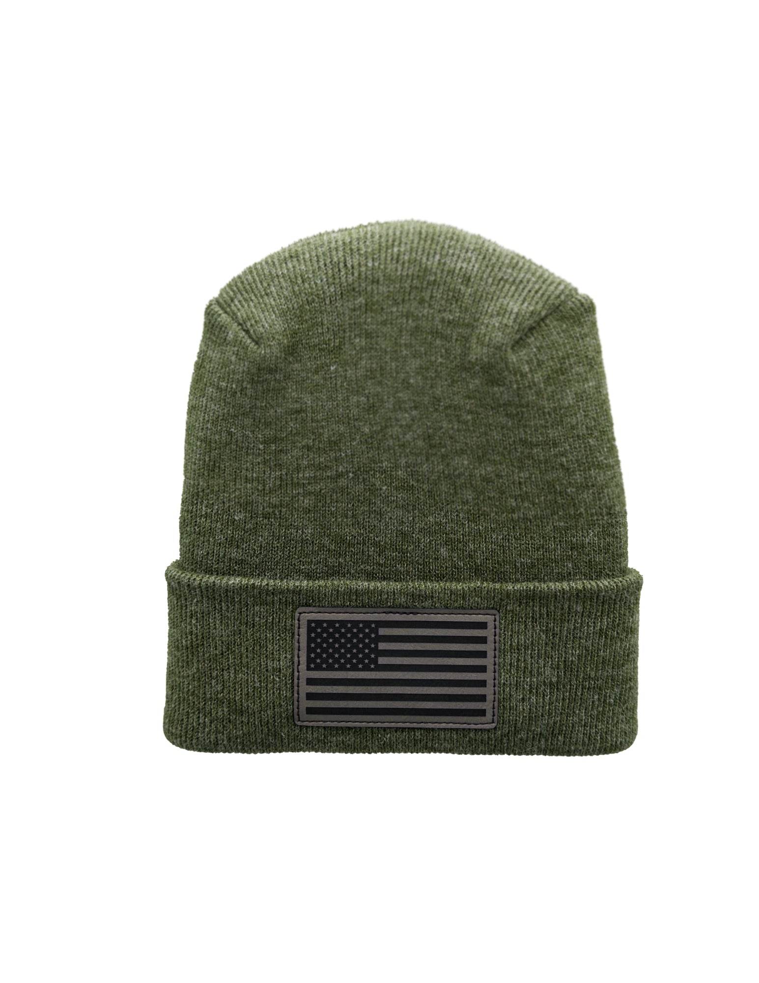 American Flag Beanie - H-Stitch Circular Knit Cuffed Beanie - Patented Design and Made in USA