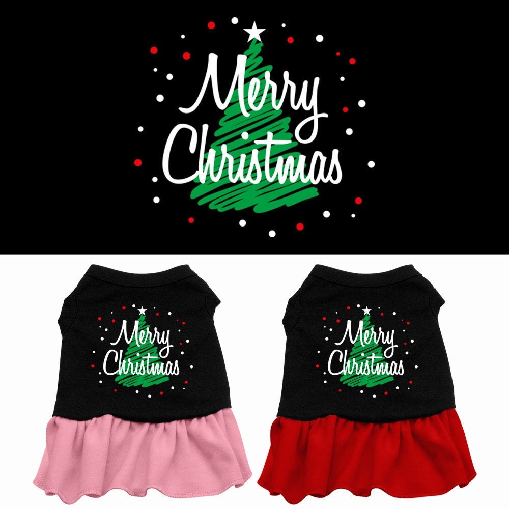 Christmas Pet Dress Screen Printed, "Scribble Merry Christmas"