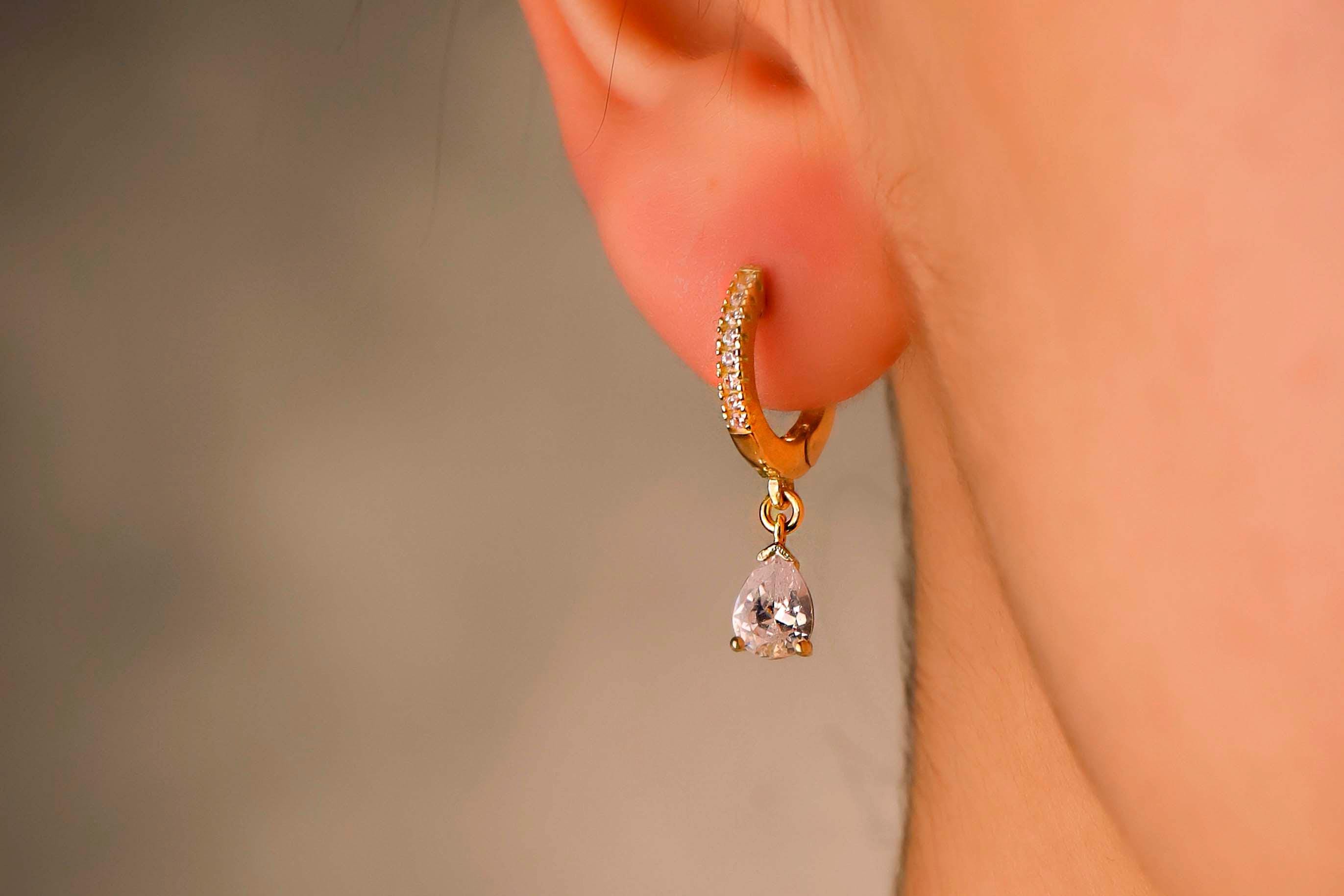 Diamond Dangle Earrings & Necklace Set - Sterling Silver Bridal Jewelry