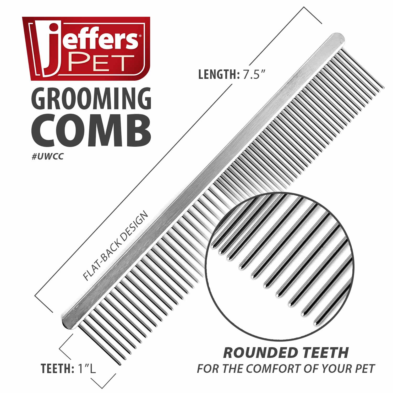 Jeffers Flat Back Pet Grooming Combs