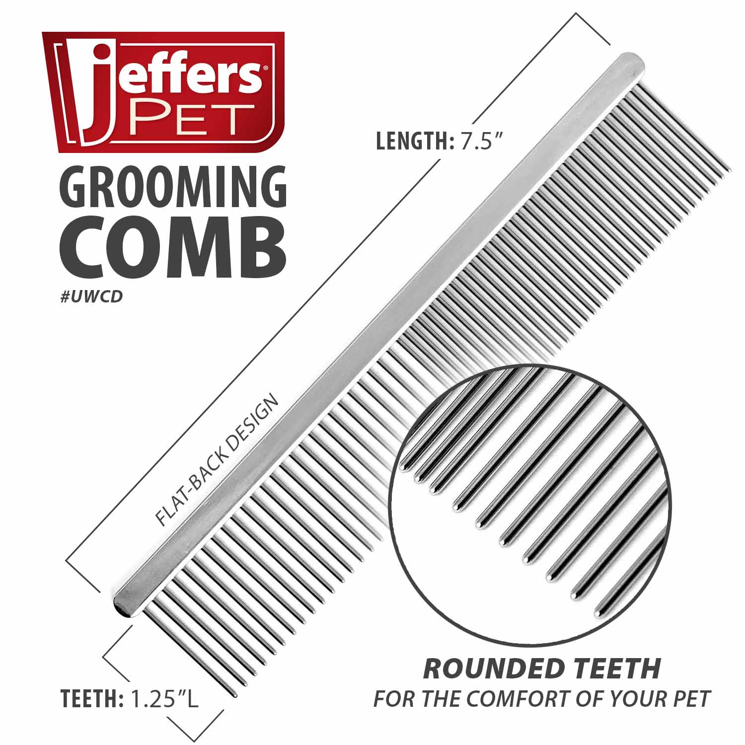 Jeffers Flat Back Pet Grooming Combs