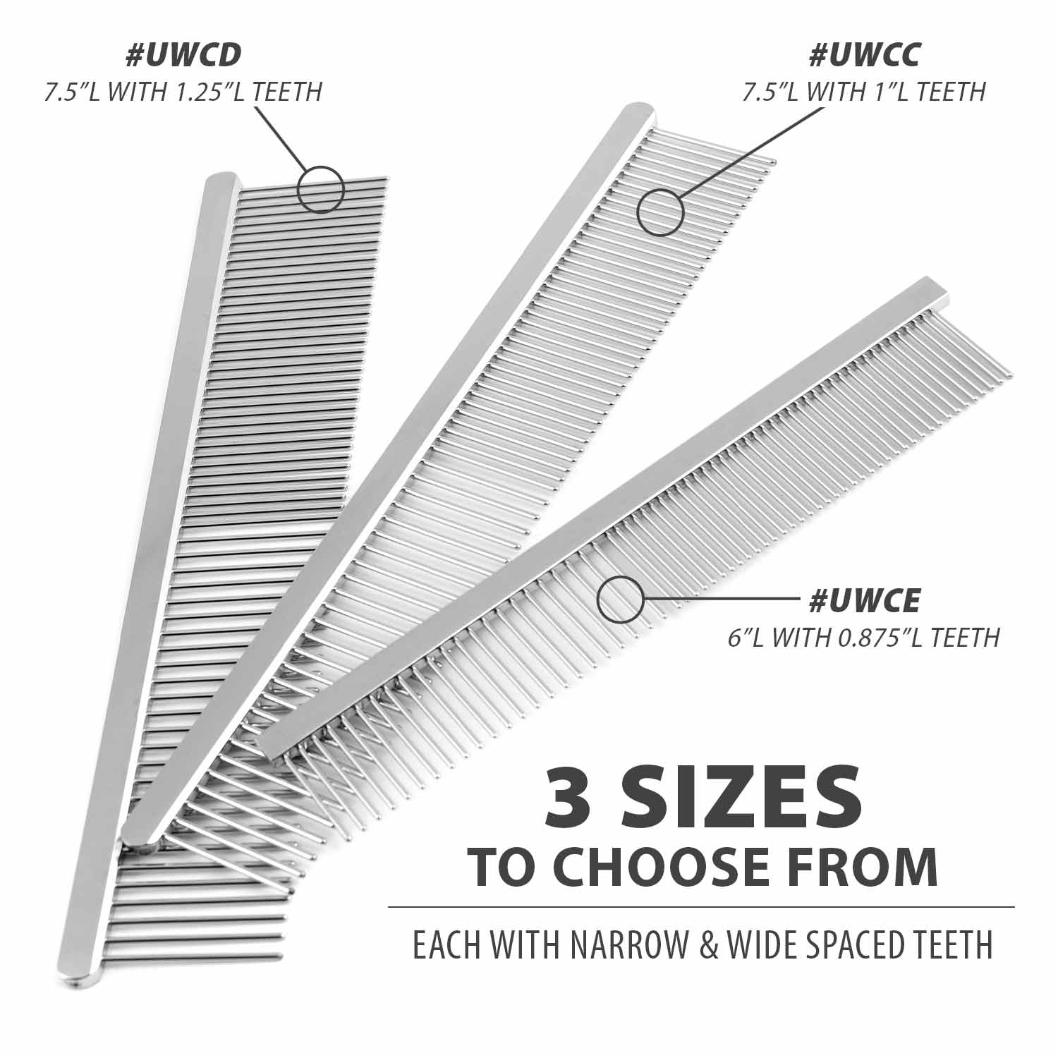 Jeffers Flat Back Pet Grooming Combs