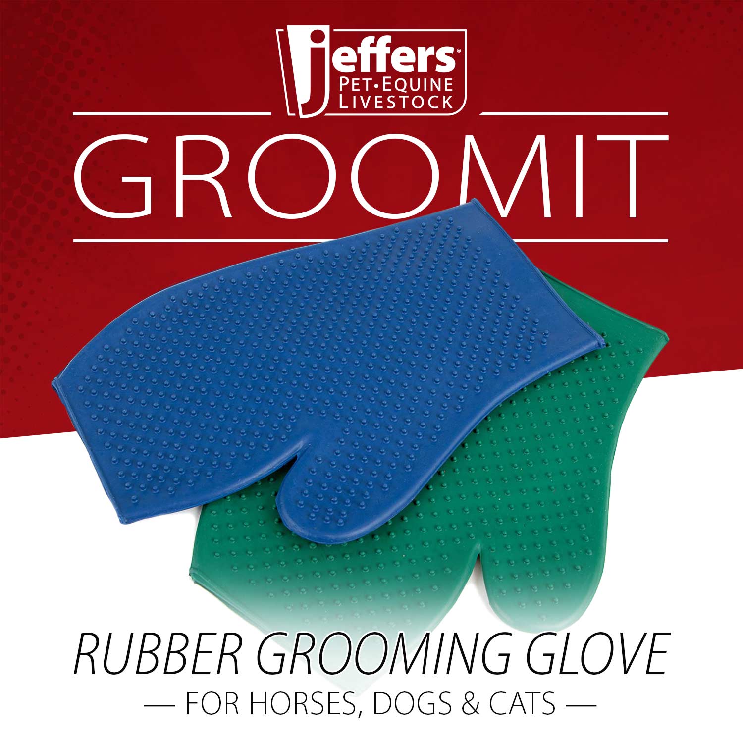Jeffers GROOMIT - Rubber Grooming Glove for Animals