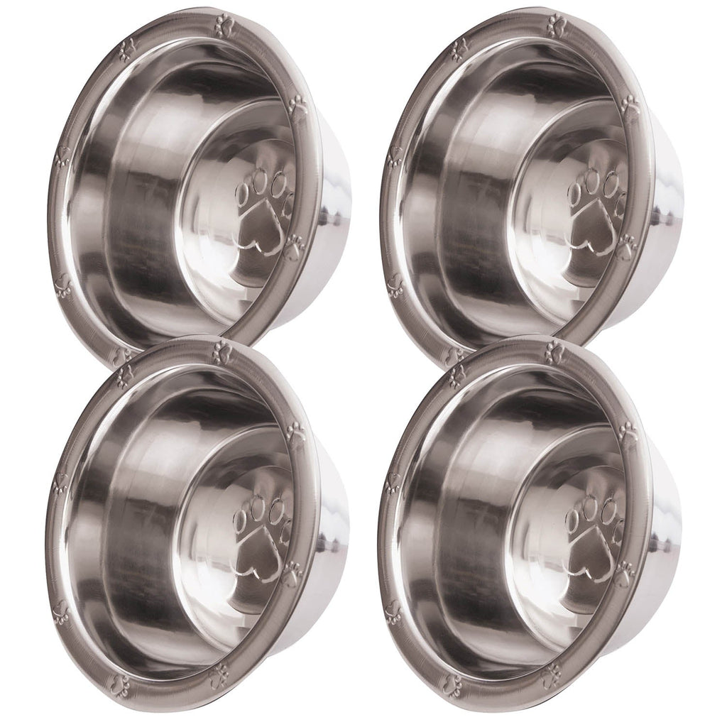 Jeffers Stainless Steel Embossed Wide-Lip Food & Water Pet Bowls