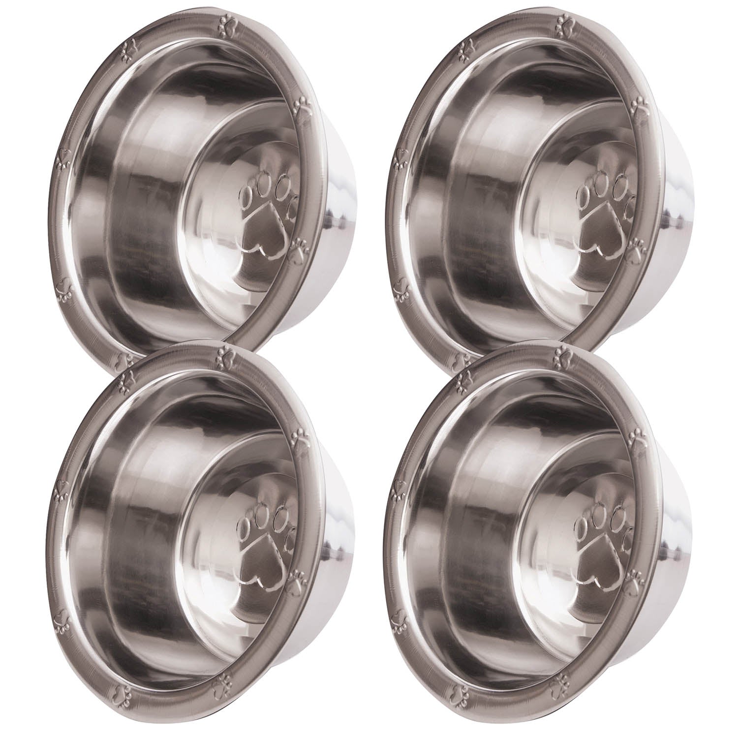 Jeffers Stainless Steel Embossed Wide-Lip Food & Water Pet Bowls