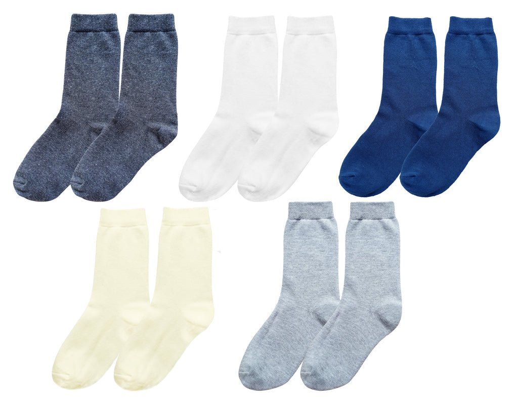 tittimitti® Kids 98% Organic Cotton Crew Socks 5-Pack – Breathable Everyday & School Socks for Boys & Girls (Soft, Durable, Stretch Fit)