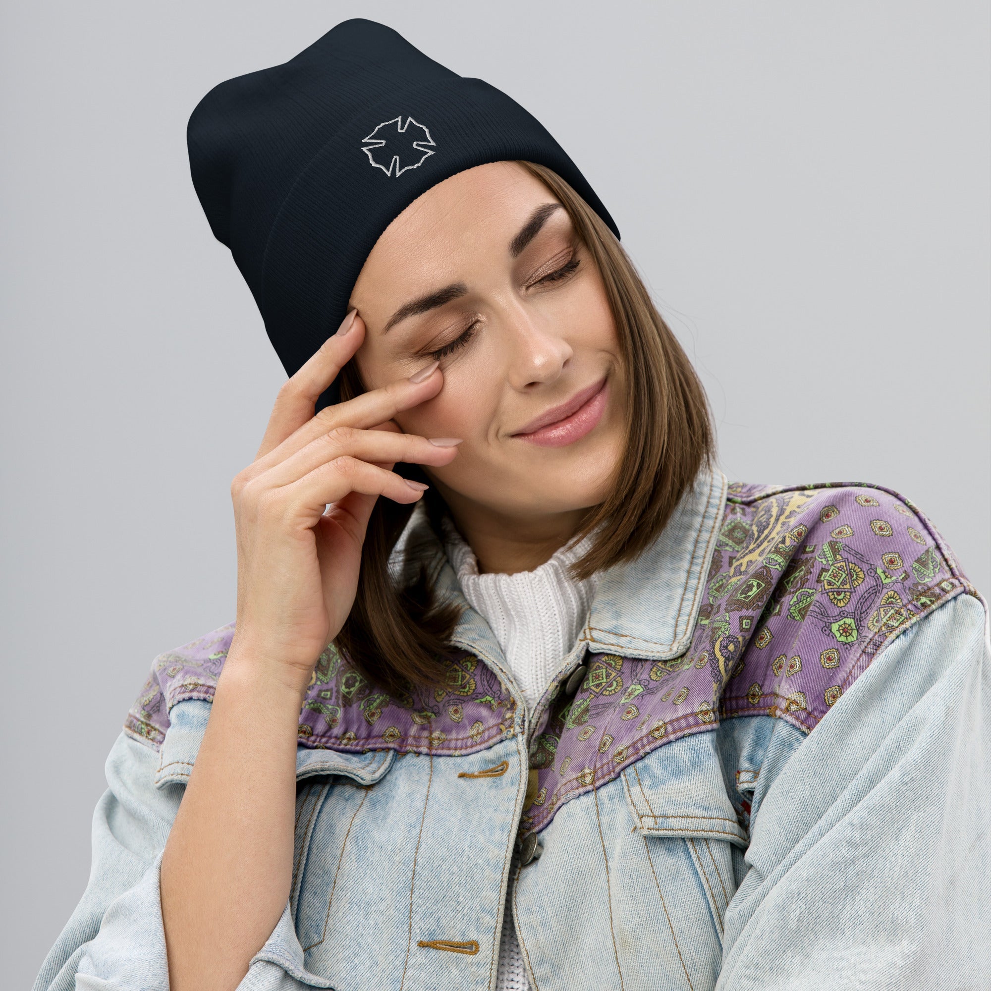 Maltese Cross Embroidered Beanie
