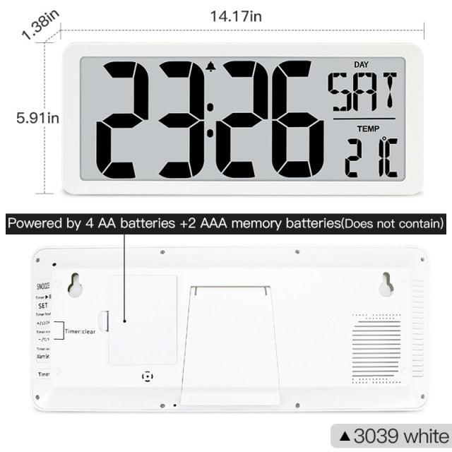 Large Digital Wall Clock Modern Design Home Vintage Wall Clock Digital Smart  Large Digital Wall Clock, Battery Operated Alarm Clocks for Bedroom Home Decor Count Up & Down Timer Arabic Numerals Night Light Wall Clock