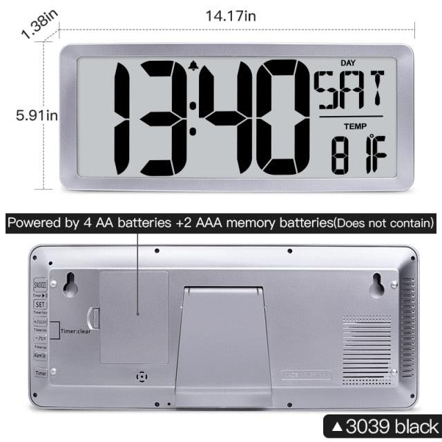Large Digital Wall Clock Modern Design Home Vintage Wall Clock Digital Smart  Large Digital Wall Clock, Battery Operated Alarm Clocks for Bedroom Home Decor Count Up & Down Timer Arabic Numerals Night Light Wall Clock