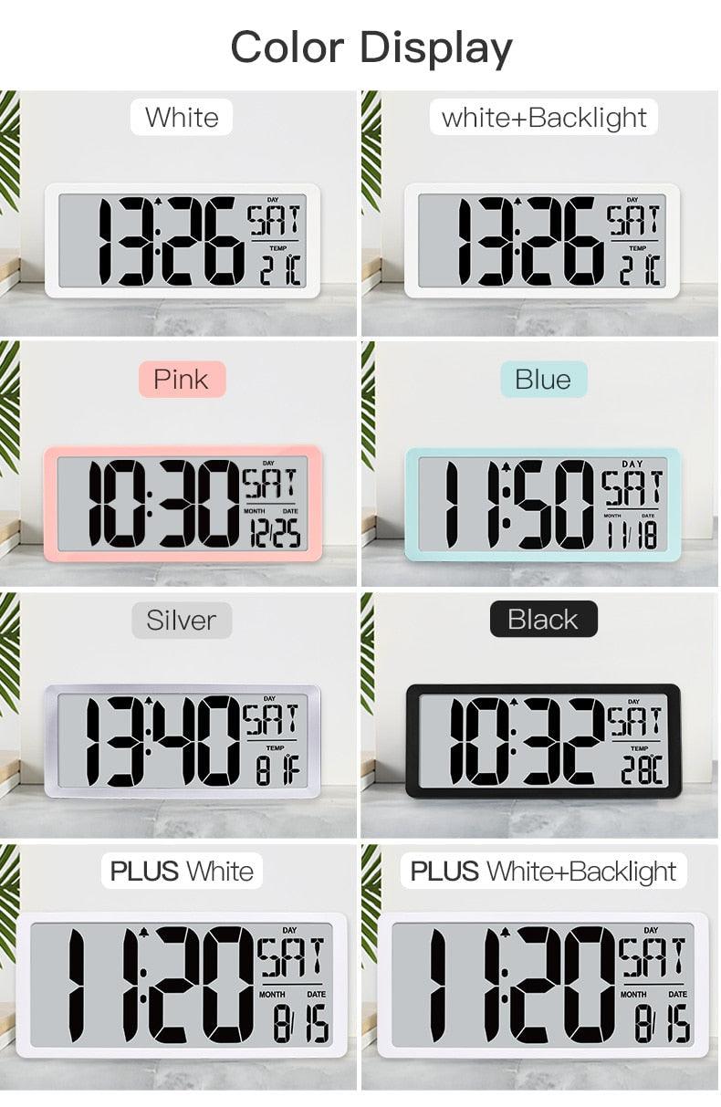 Large Digital Wall Clock Modern Design Home Vintage Wall Clock Digital Smart  Large Digital Wall Clock, Battery Operated Alarm Clocks for Bedroom Home Decor Count Up & Down Timer Arabic Numerals Night Light Wall Clock