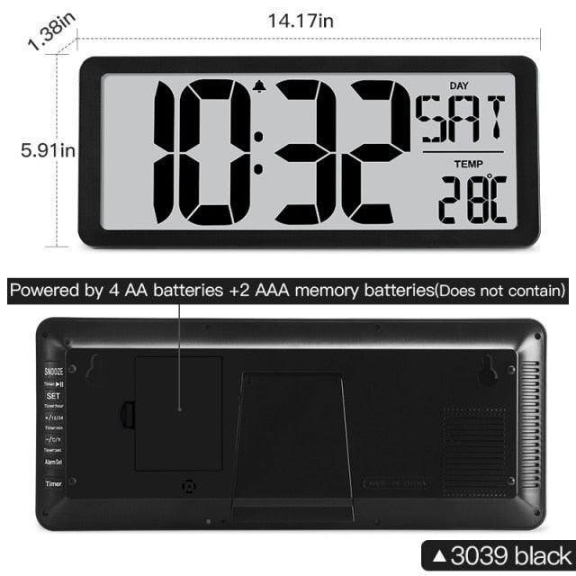 Large Digital Wall Clock Modern Design Home Vintage Wall Clock Digital Smart  Large Digital Wall Clock, Battery Operated Alarm Clocks for Bedroom Home Decor Count Up & Down Timer Arabic Numerals Night Light Wall Clock
