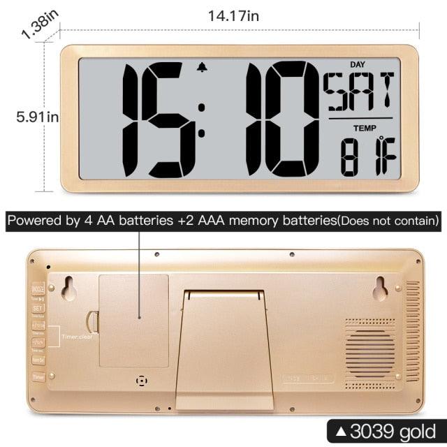 Large Digital Wall Clock Modern Design Home Vintage Wall Clock Digital Smart  Large Digital Wall Clock, Battery Operated Alarm Clocks for Bedroom Home Decor Count Up & Down Timer Arabic Numerals Night Light Wall Clock