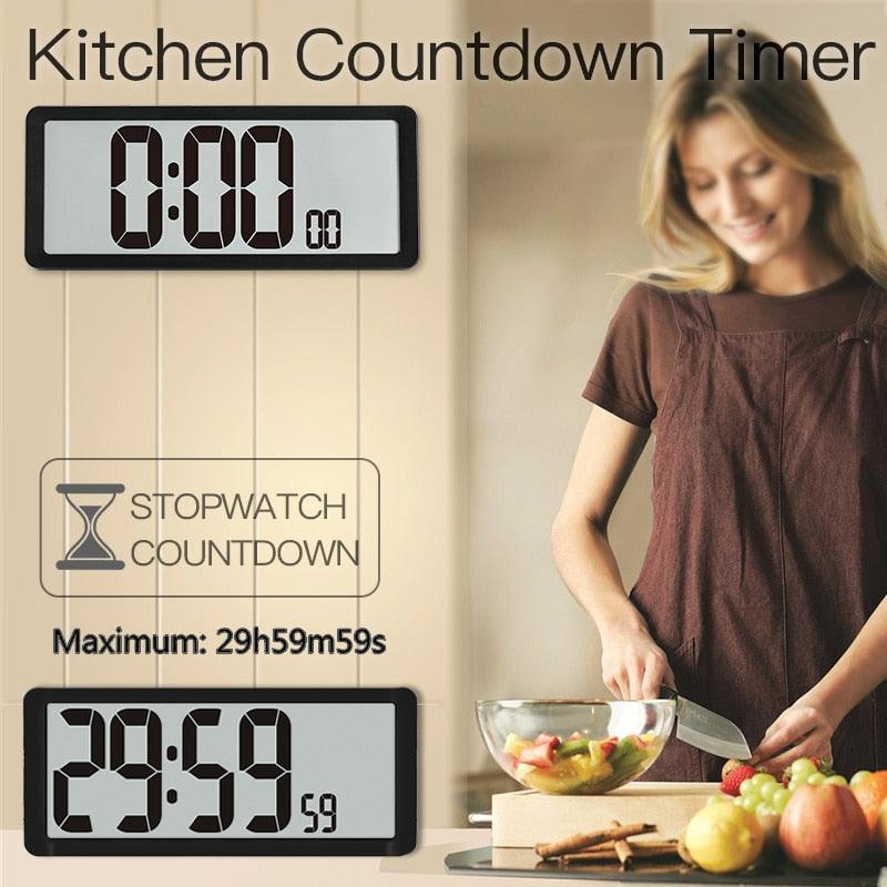 Large Digital Wall Clock Modern Design Home Vintage Wall Clock Digital Smart  Large Digital Wall Clock, Battery Operated Alarm Clocks for Bedroom Home Decor Count Up & Down Timer Arabic Numerals Night Light Wall Clock