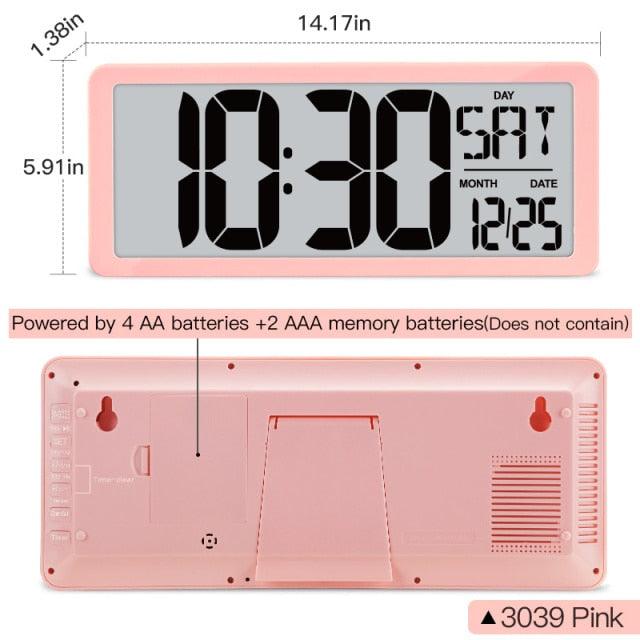 Large Digital Wall Clock Modern Design Home Vintage Wall Clock Digital Smart  Large Digital Wall Clock, Battery Operated Alarm Clocks for Bedroom Home Decor Count Up & Down Timer Arabic Numerals Night Light Wall Clock