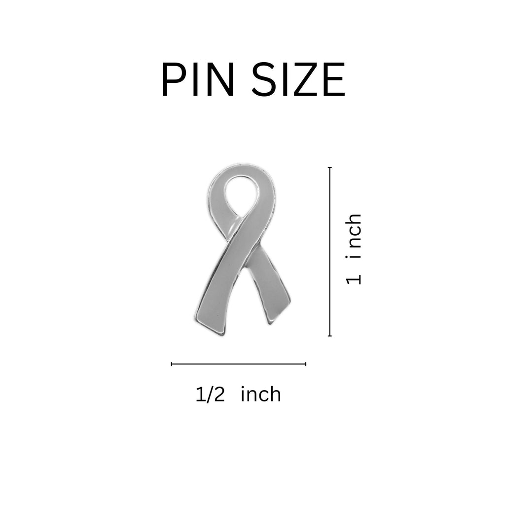 10 Pack Large Flat Gray Ribbon Pins