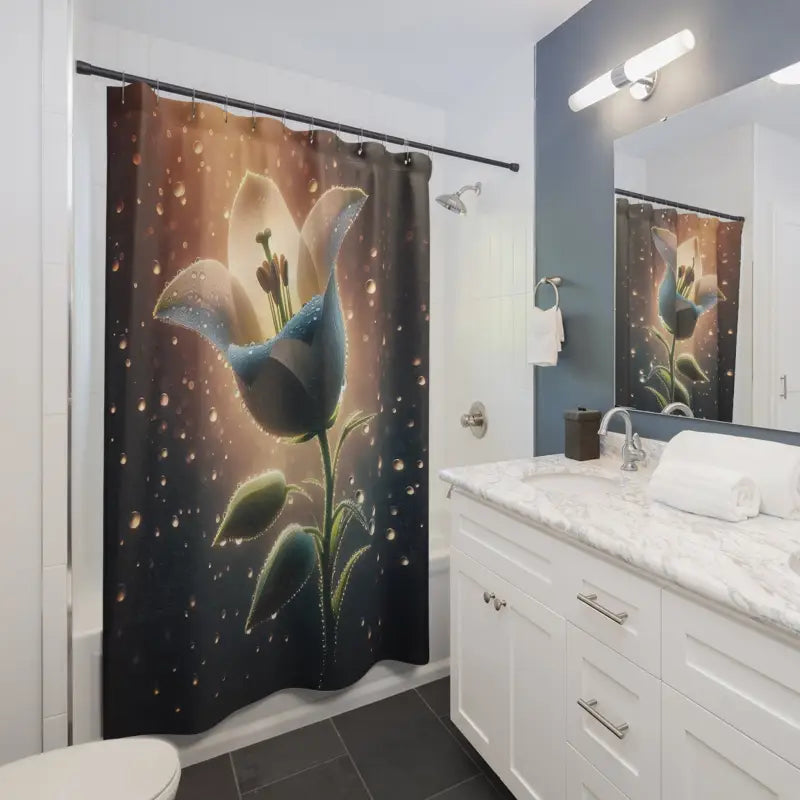 Large Flower Shower Curtains - Durable Polyester Bathroom Decor - DipaliZ