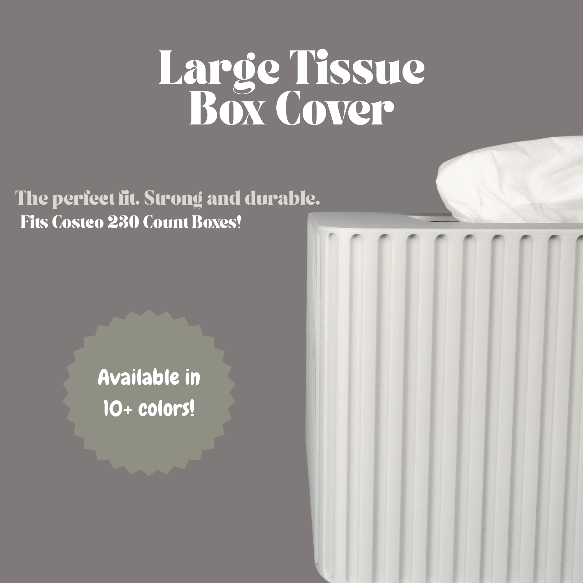 XL Fluted Tissue Box Cover - Fits Costco Boxes