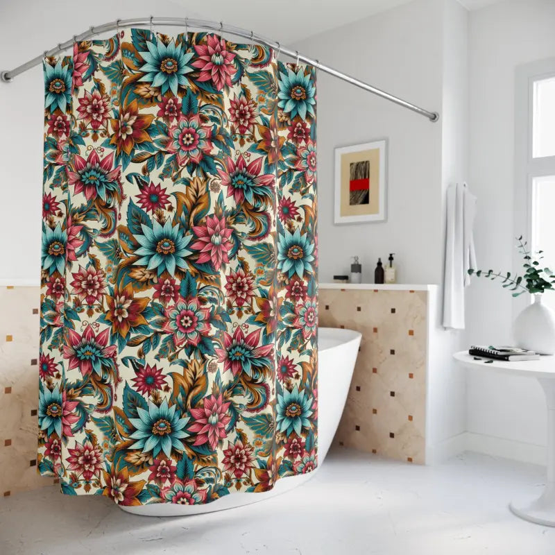 Vibrant Floral Pattern Shower Curtain - Durable Polyester - DipaliZ