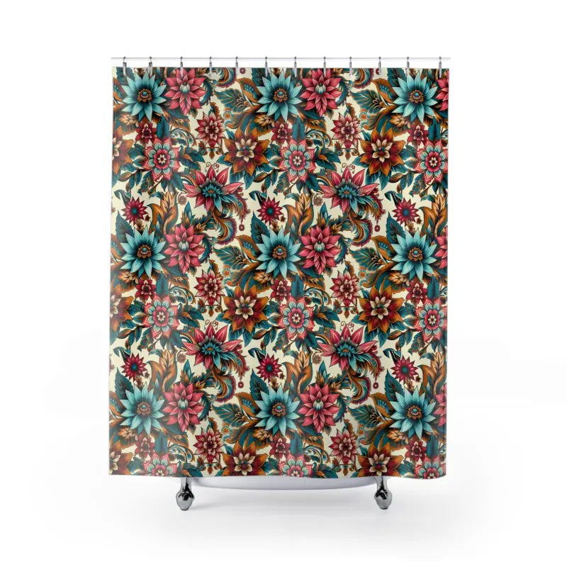 Vibrant Floral Pattern Shower Curtain - Durable Polyester - DipaliZ