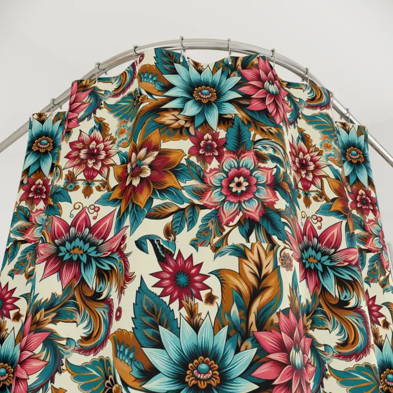 Vibrant Floral Pattern Shower Curtain - Durable Polyester - DipaliZ