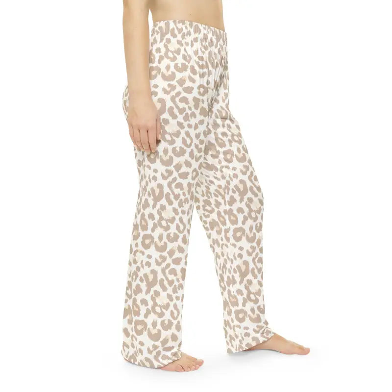Leopard Print Pajama Pants - Beige Cozy Lounge Sleepwear - DipaliZ