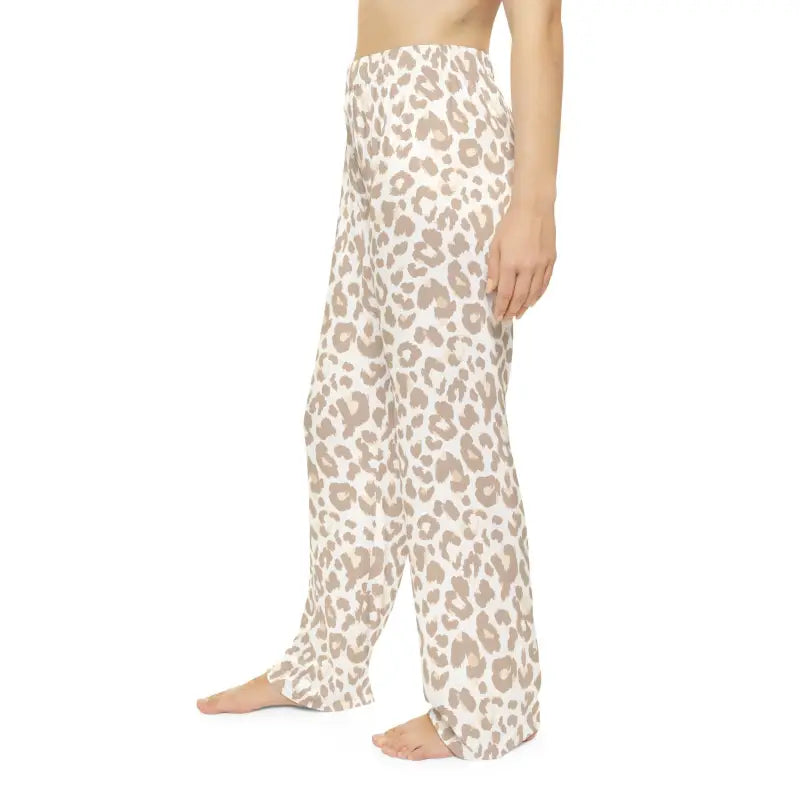 Leopard Print Pajama Pants - Beige Cozy Lounge Sleepwear - DipaliZ
