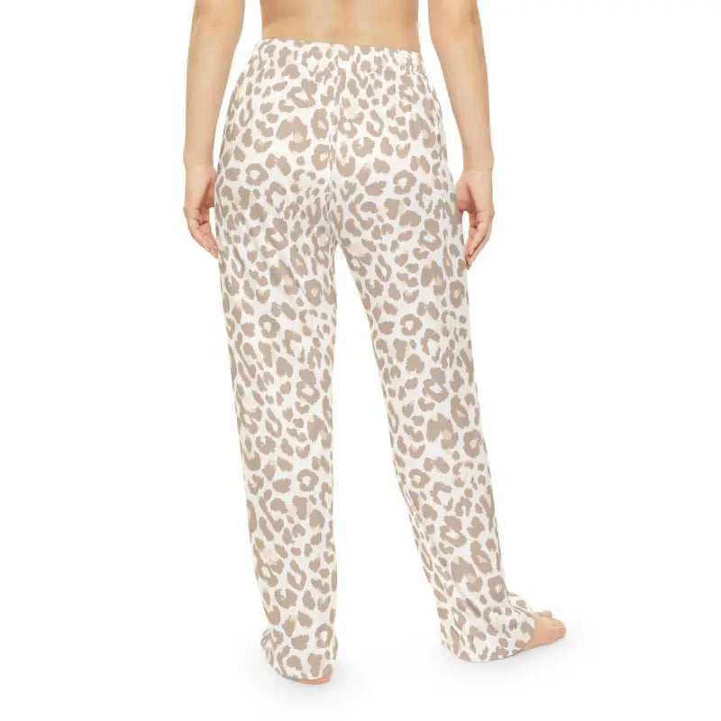 Leopard Print Pajama Pants - Beige Cozy Lounge Sleepwear - DipaliZ