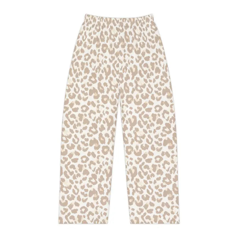 Leopard Print Pajama Pants - Beige Cozy Lounge Sleepwear - DipaliZ