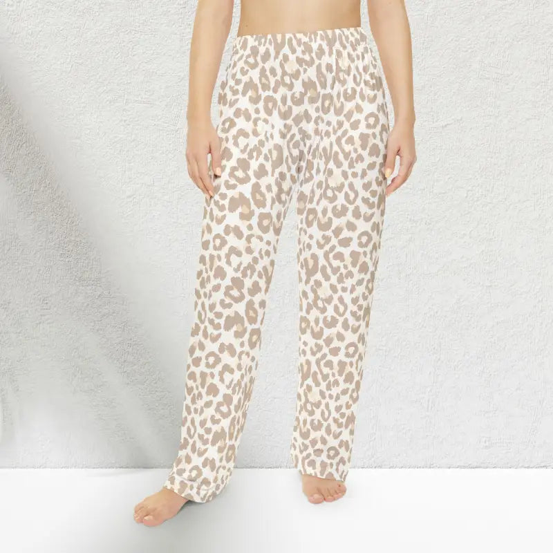 Leopard Print Pajama Pants - Beige Cozy Lounge Sleepwear - DipaliZ