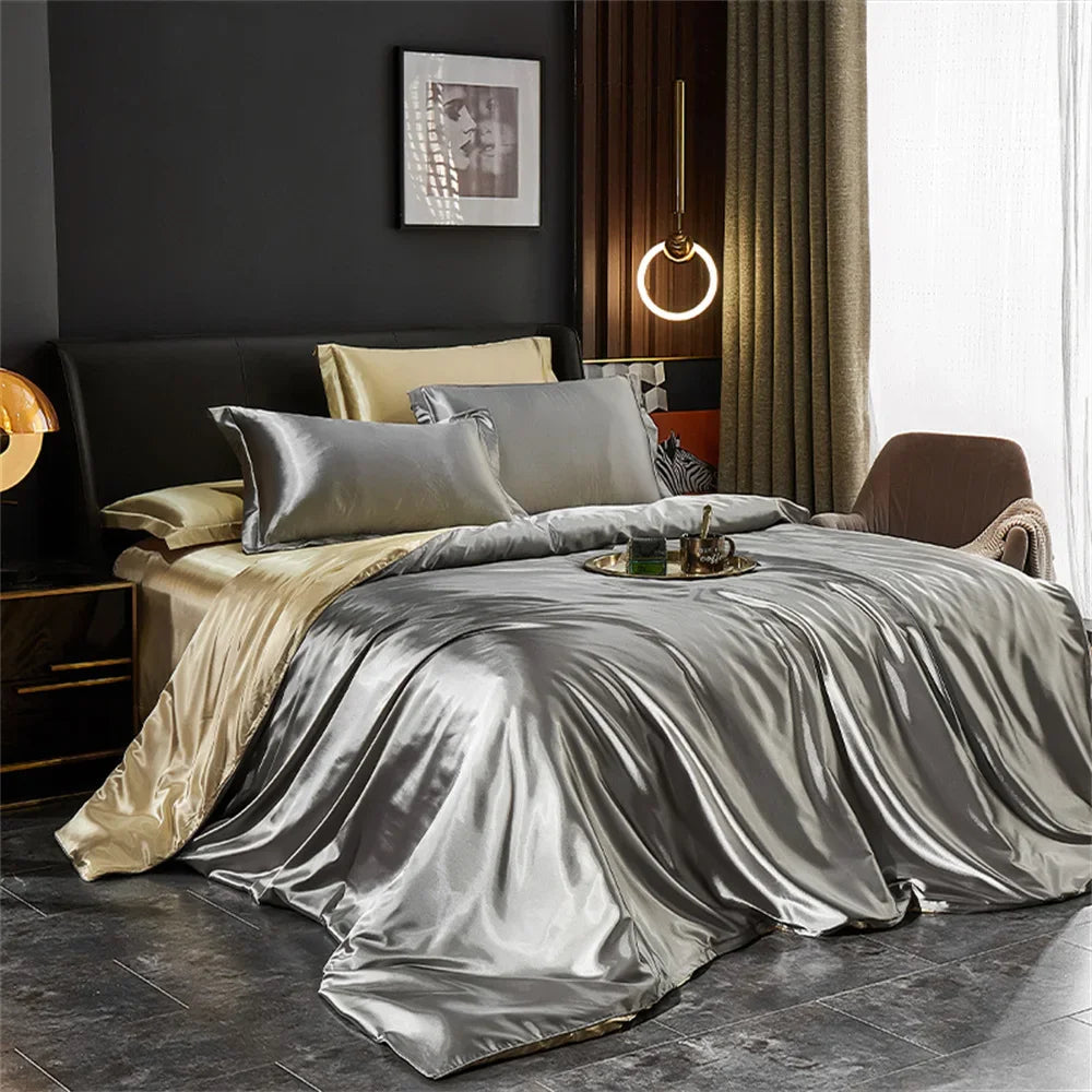 DecorBites™ Luxurious Solid Silk Bedding Set - Various Sizes