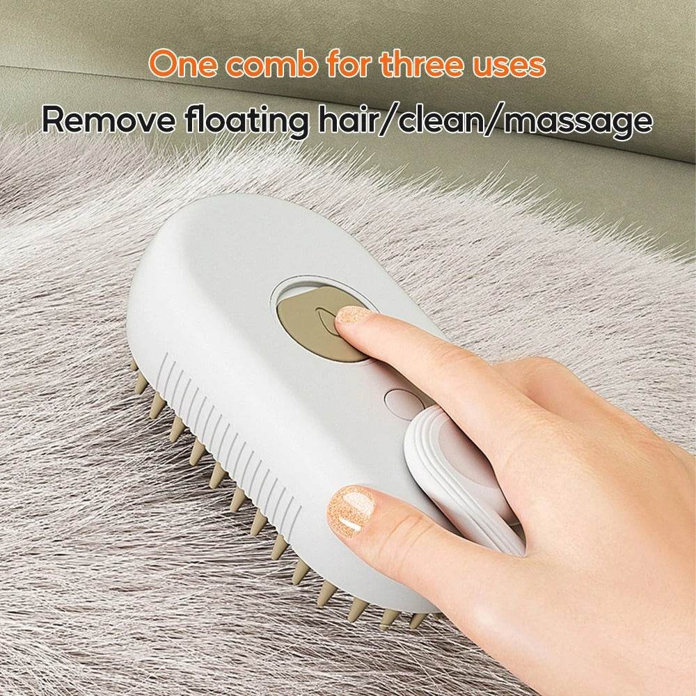 3-in-1 Electric Pet Brush – Steam Cleaner, Hair Remover & Massager for Dogs & Cats