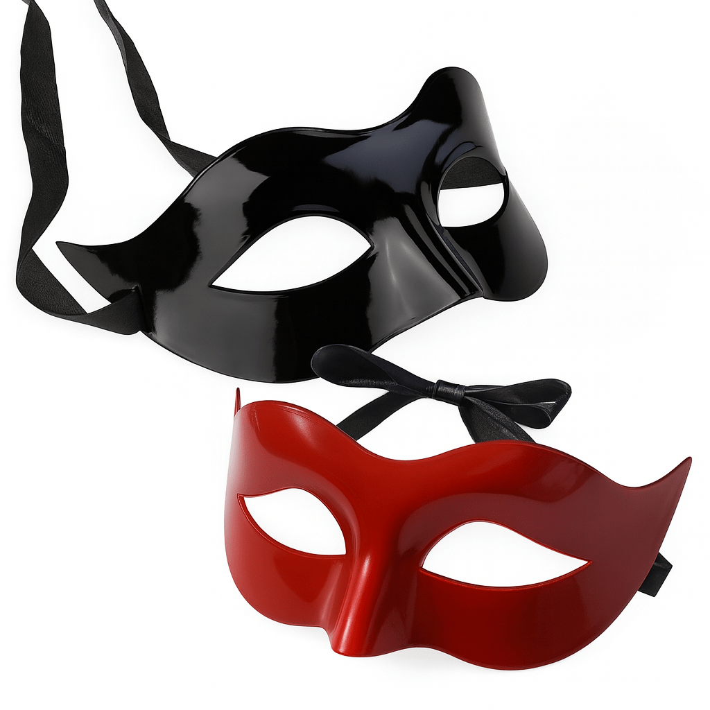 Masquerade Half Face Mask – Elegant Black & White Retro Design