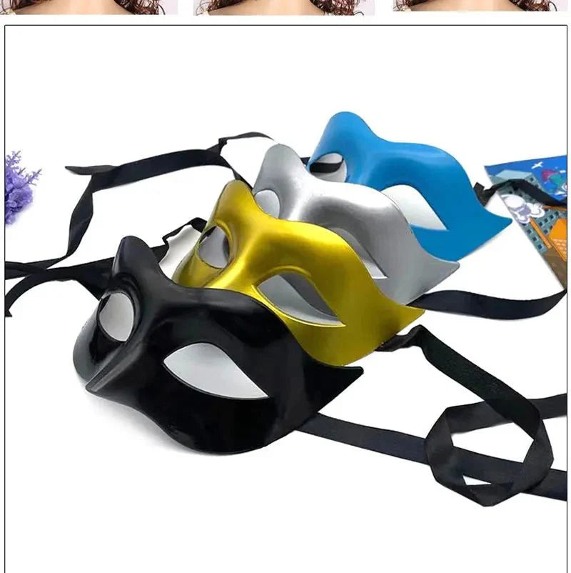 Masquerade Half Face Mask – Elegant Black & White Retro Design