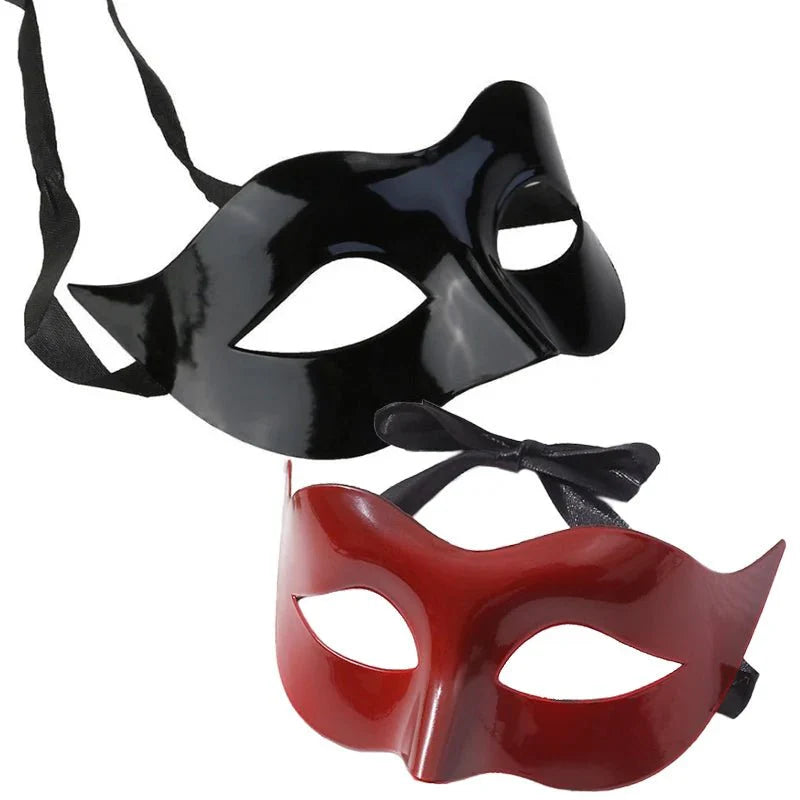 Masquerade Half Face Mask – Elegant Black & White Retro Design
