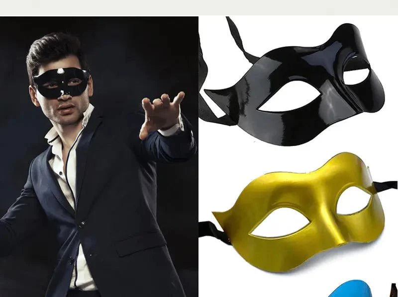 Masquerade Half Face Mask – Elegant Black & White Retro Design