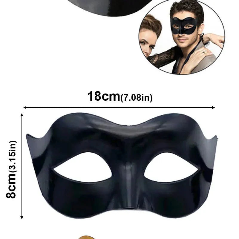 Masquerade Half Face Mask – Elegant Black & White Retro Design