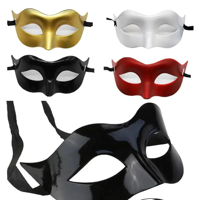 Masquerade Half Face Mask – Elegant Black & White Retro Design
