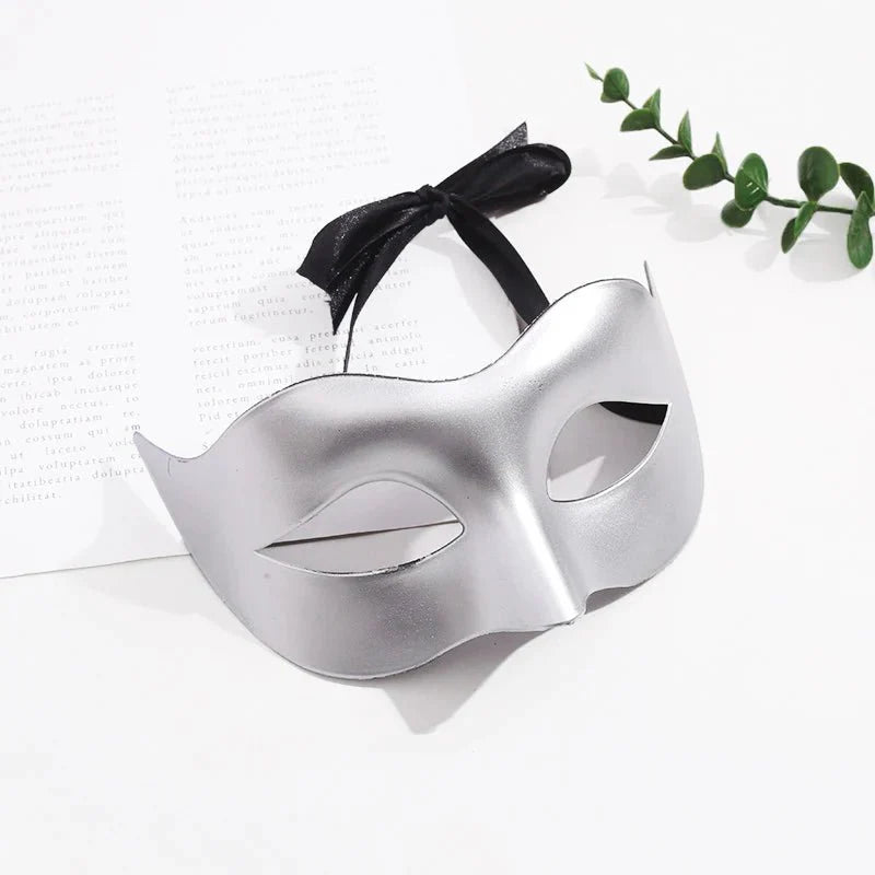 Masquerade Half Face Mask – Elegant Black & White Retro Design