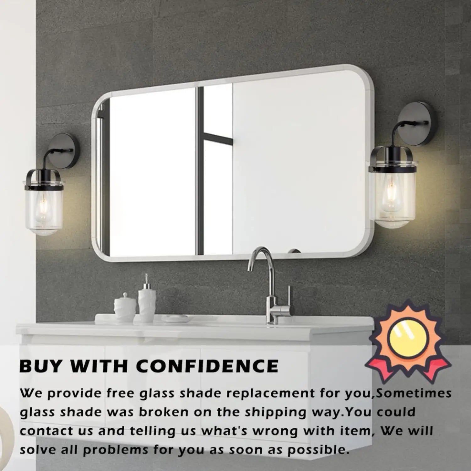 Modern Wall Light for Home with Clear Glass Shade E26 Fixture