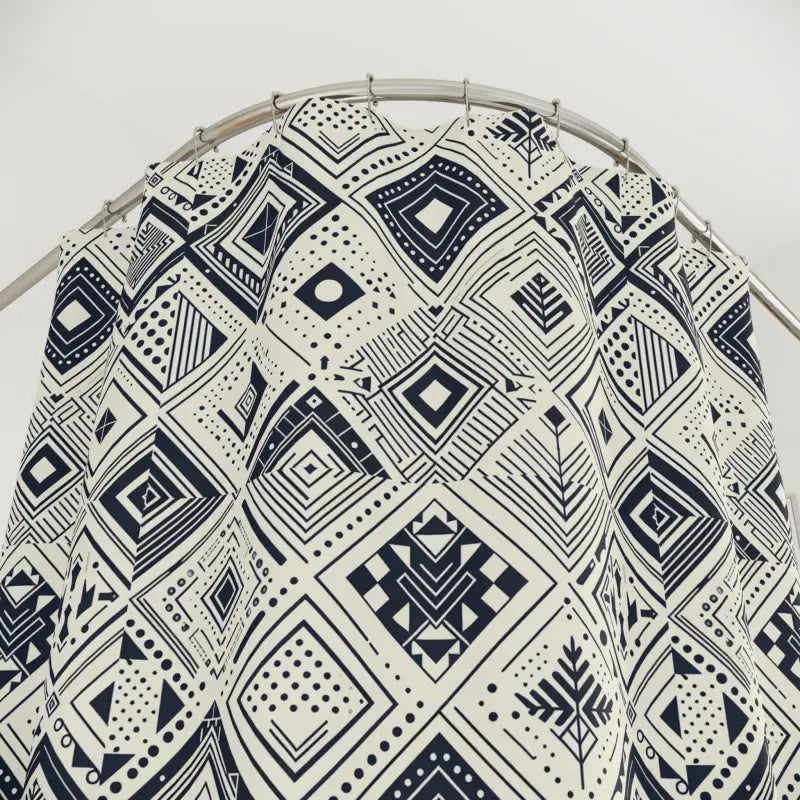 Monochrome Geometric Shower Curtain - Bold Bathroom Decor - DipaliZ