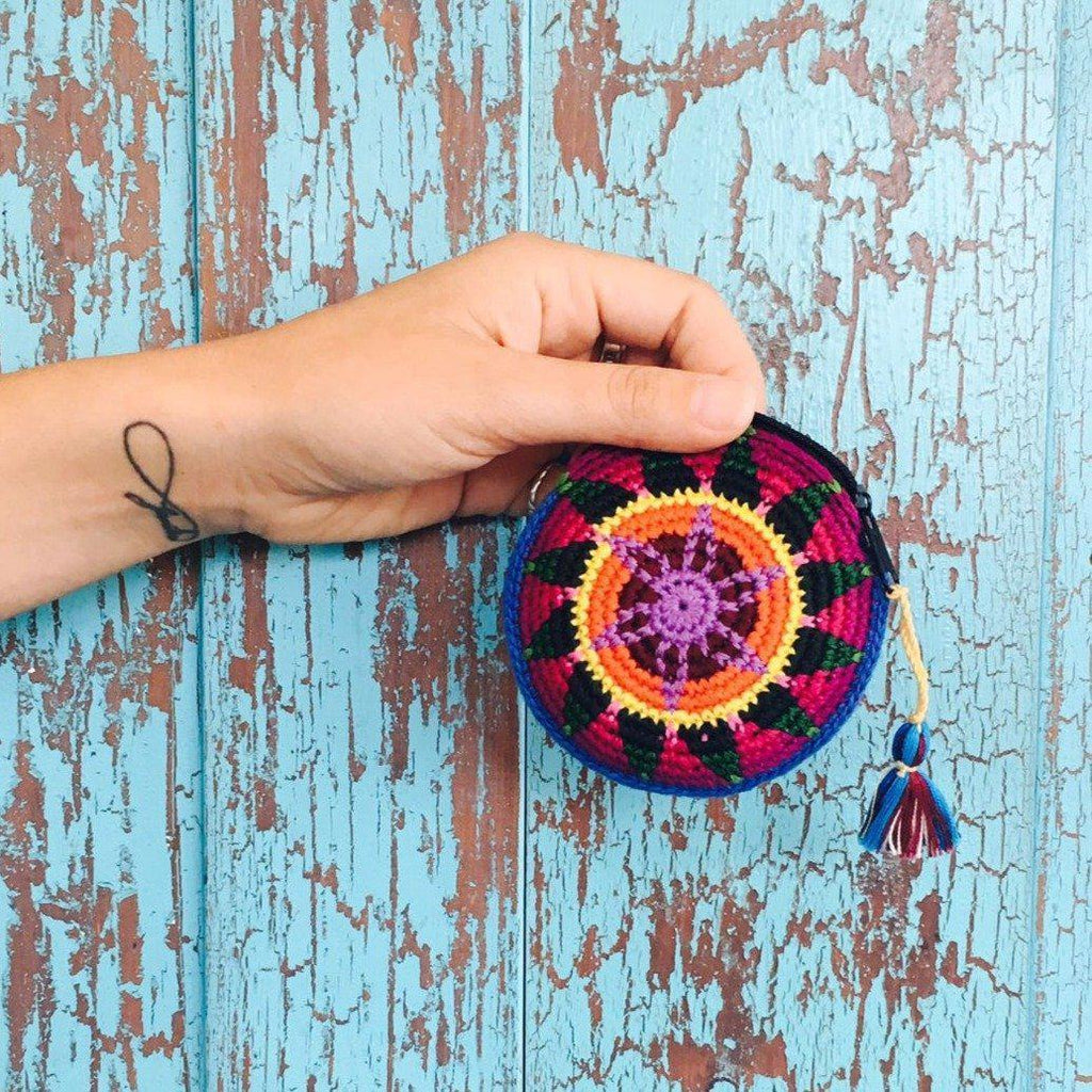 Moon Crochet Multicolor Handmade Coin Purse - Guatemala