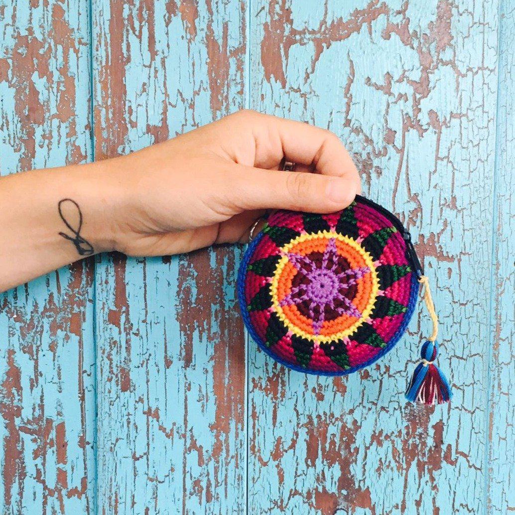 Moon Crochet Multicolor Handmade Coin Purse - Guatemala
