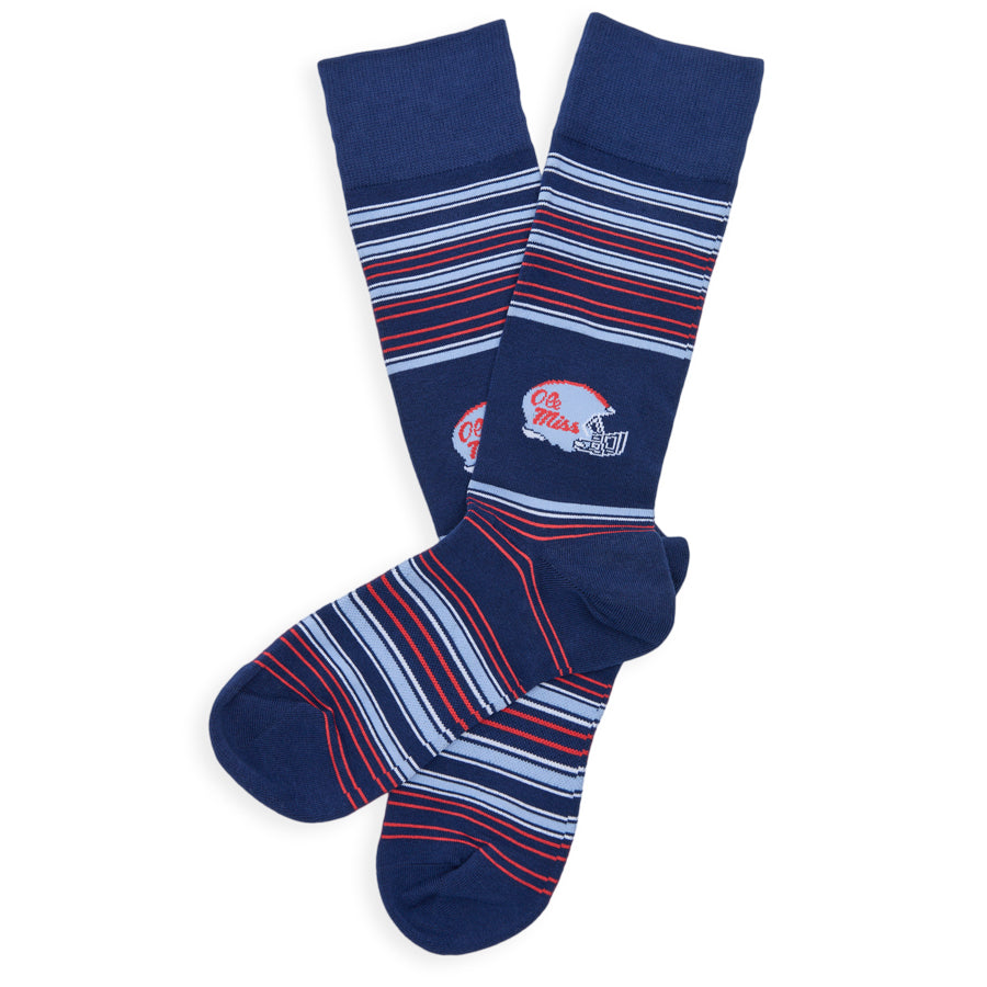 Navy Ole Miss Helmet Dress Socks