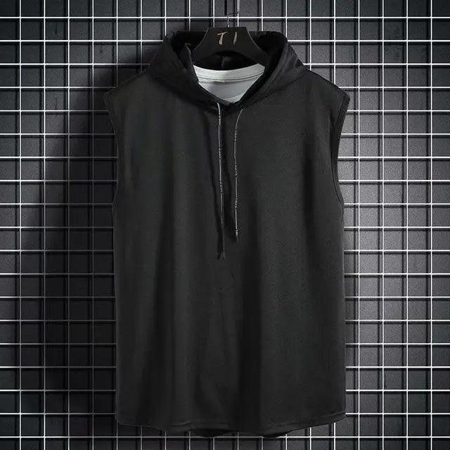 New Summer Men's Muscle Hoodie Vest Sleeveless Bodybuilding Gym Workout Fitness Shirt Summer Men's Running Vest Compression Tights Gym Tank Tops Quick Dry Sleeveless Sports Shirt Men Fitness Tanks